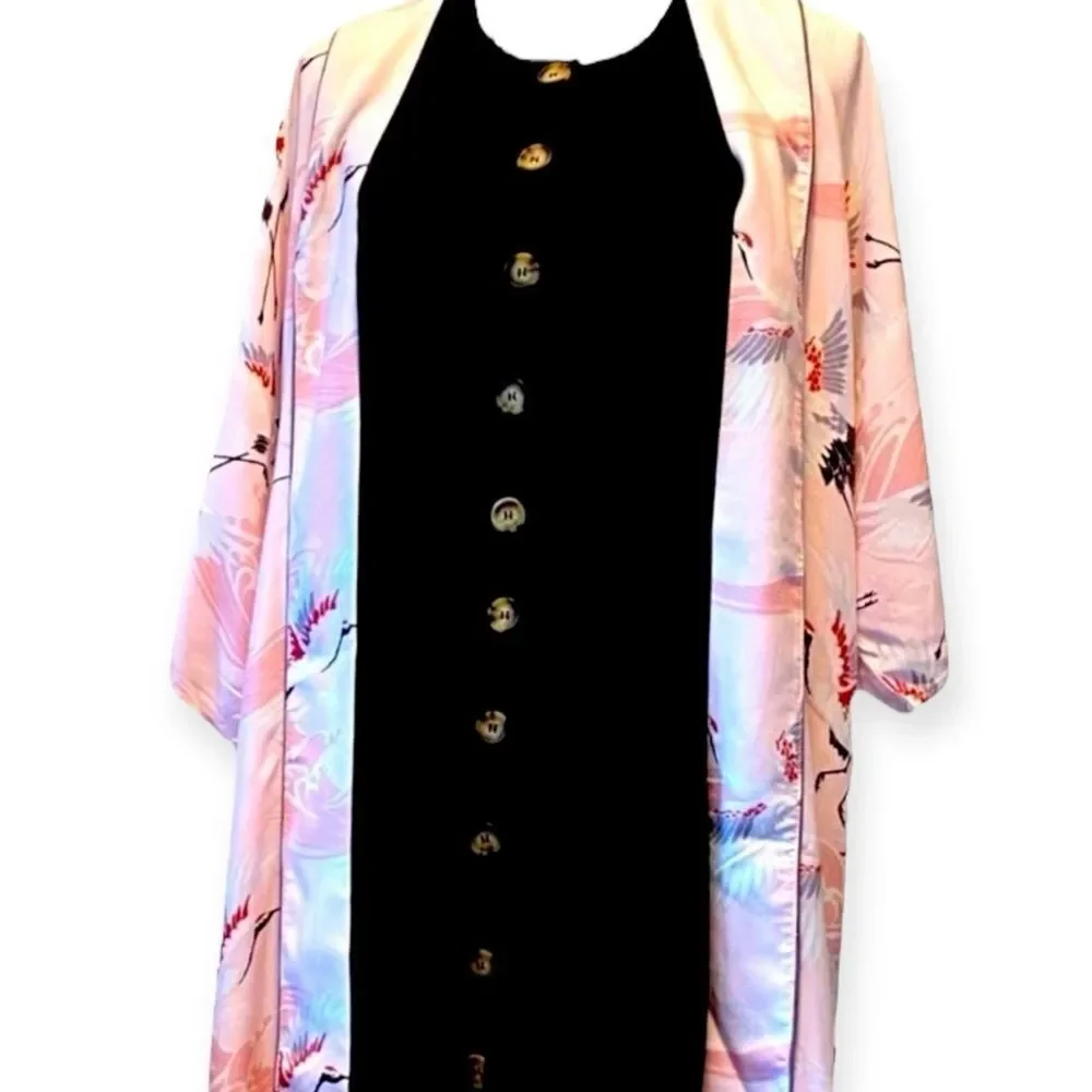 Pink Open Front Long Kimono Robe Swim Cover Up NEW